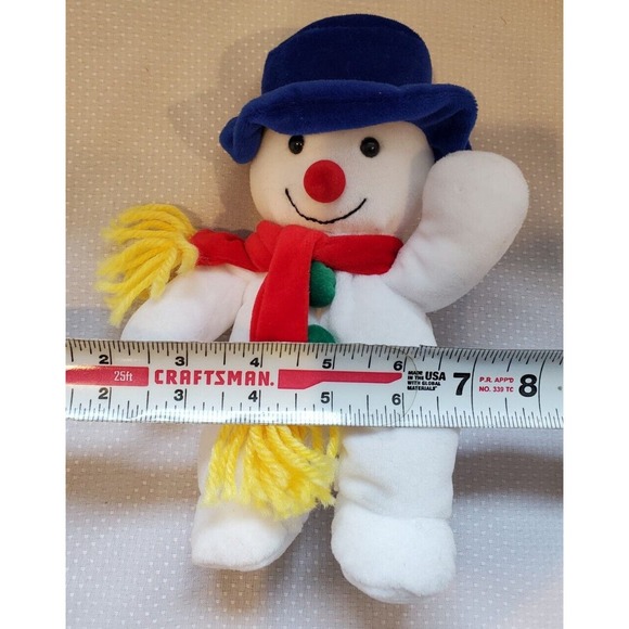 Main Joy Limited 8" Stuffed Plush Snowman Blue Hat Red Nose Toy - Picture 7 of 8